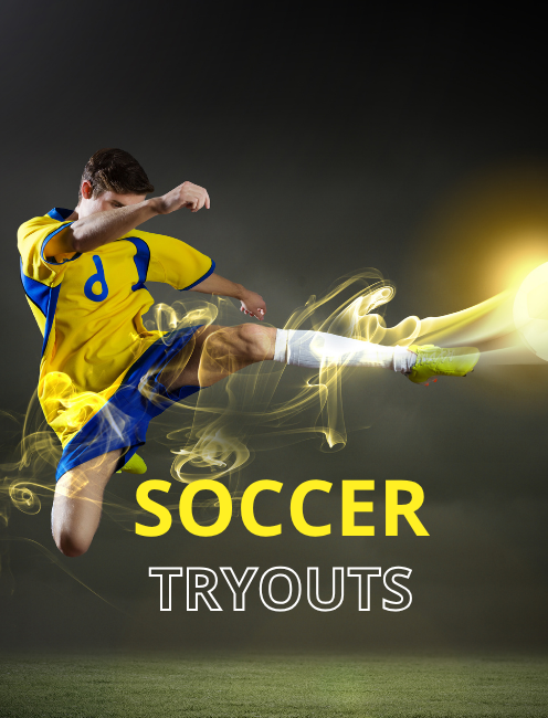 Yellow Soccer Tryouts Landscape Poster